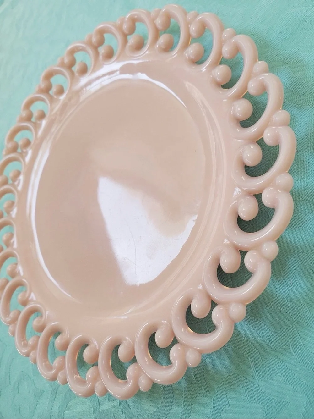 Vintage Fenton Reverse C Pink Lace-Edge Decorative Plate
